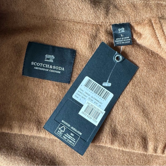 Scotch & Soda Wool Blend Brushed Button Down Over Shirt Jacket In Camel | LARGE - Picture 8 of 10